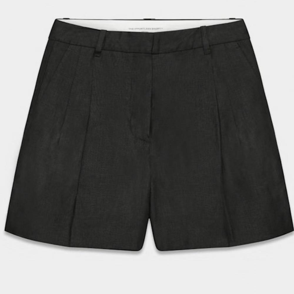 Aritzia Black High Waist Tailored Shorts The Effortless Linen 100%